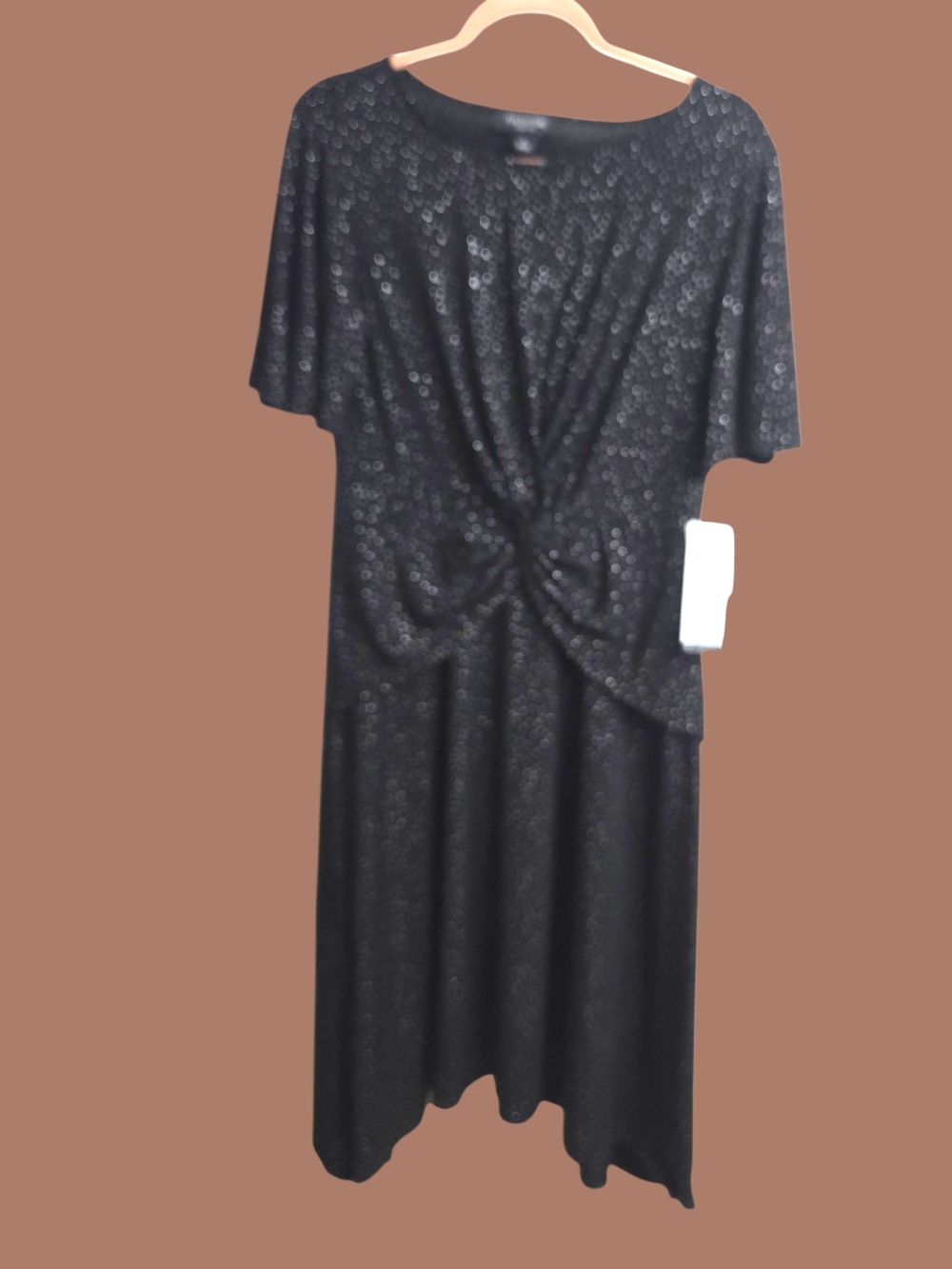 Black Sequin Knot-Front Women's Dress